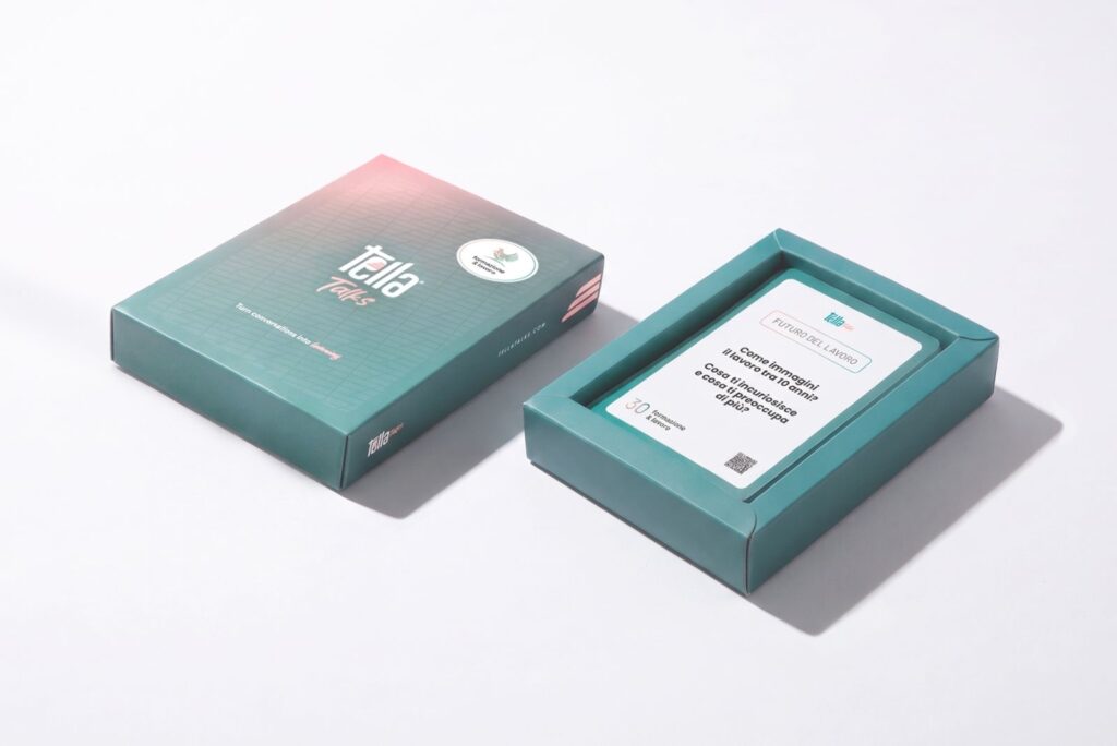 Tella Cards: un nuovo strumento di active learning per stimolare dialogo, pensiero critico e partecipazione in classe tella talks cards box top